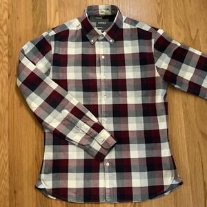 Bonobos Slim Fit Button Down Shirt Men's Medium Plaid 100% Cotton‎ Long Sleeve
